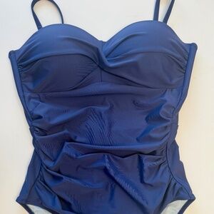 NWT Cupshe Navy Sweetheart Convertible Tummy Control One-Piece, size L